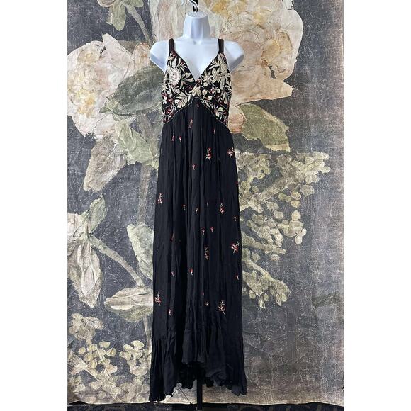 Anthropologie Black Maxi Dress with Colorful Embroidery - Picture 9 of 9
